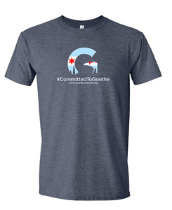 Committed To Goethe - Short Sleeve Adult T-shirt (Heather Navy)